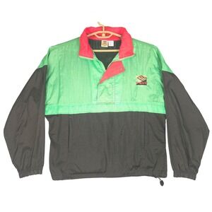 Vintage Umbro Pullover Windbreaker‎ Jacket Green Black Retro 90s Medium